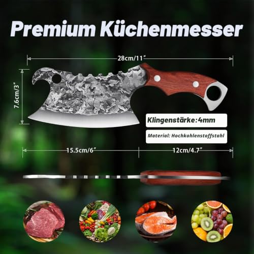 Foto von DRAGON RIOT Hackmesser mit Holzgriff, Japanisches Kochmesser profi Messer
