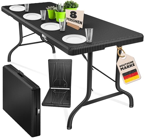 KESSER® Buffettisch Tisch klappbar Kunststoff 183x76cm Rattan Optik Campingtisch Partytisch