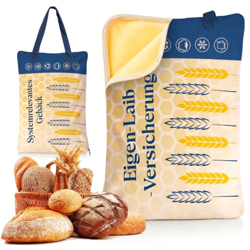 Bienenwachs Brotbeutel,2 Stück 43 * 34cm Doppelseitiges Muster Wiederverwendbare Brotbeutel Leinen,Bienenwachs Beschichtete Aufbewahrungsbeutel mitTragbarer Handgriff und ReißVerschluss