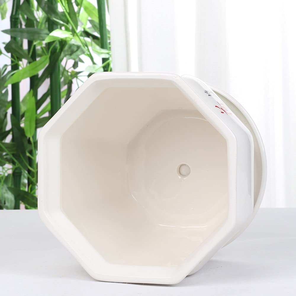 Doniczki bonsai w stylu chińskim, ośmiokątne, ceramiczne, doniczki na sukulenty, ozdobne pojemniki na rośliny, doniczki na kaktusy, doniczki na kwiaty z otworem drenażowy