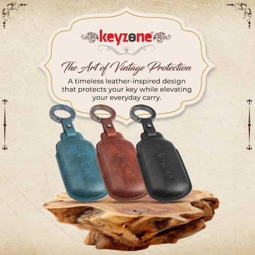 Image of keyzone Leather Key Cover for Tata Harrier, Safari, Sierra, Curvv, Curvv EV Smart Key.