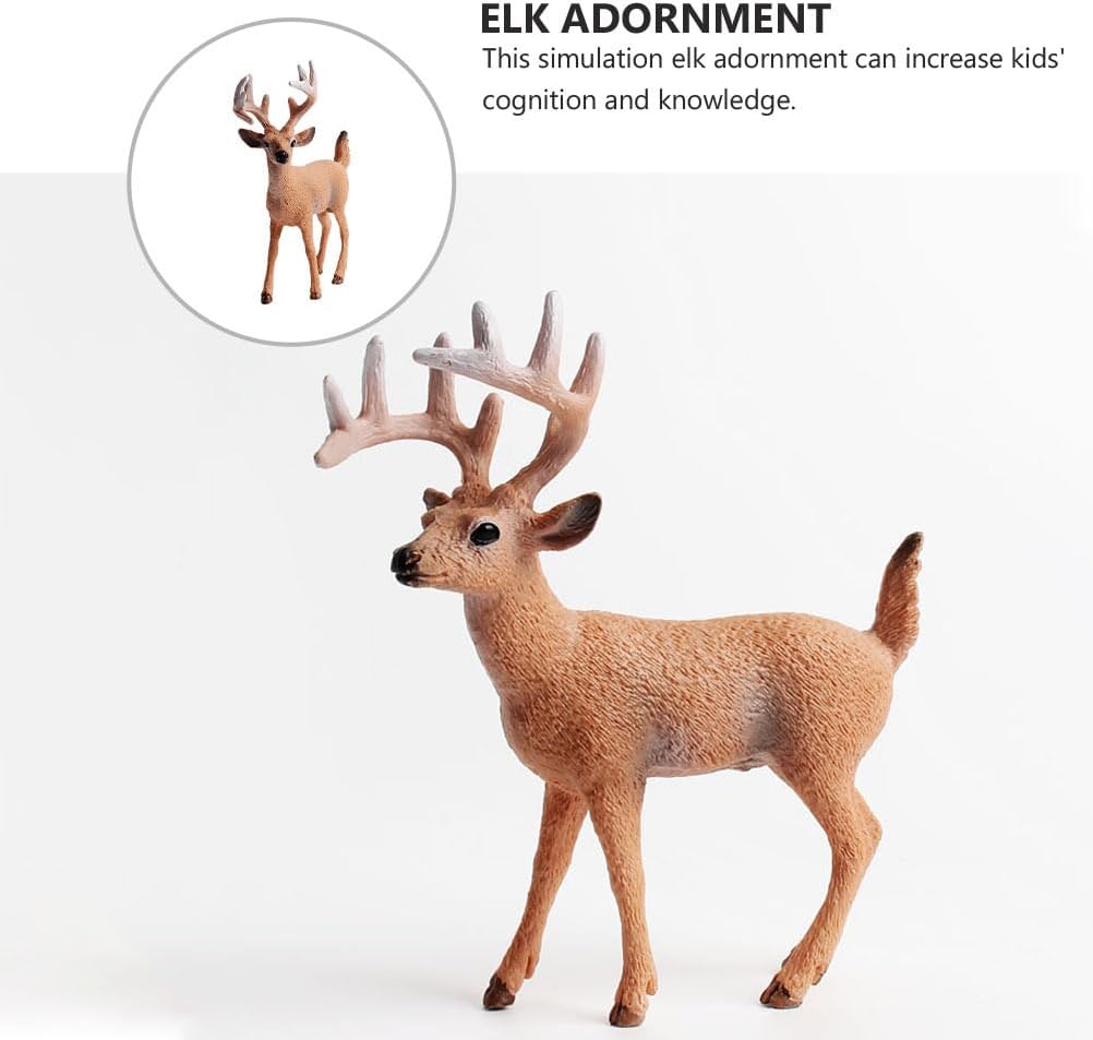 ibasenice Christmas Reindeer Figurines - Adorable PVC Elk Decor for Holiday Tabletop Decoration 2Pcs 10X9Cm Reindeer Figures for Cake Decorating and Christmas Adornment
