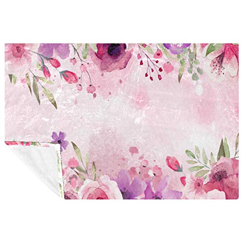 Couverture douce et chaude à fleurs roses pour lit et canapé 150x100 cm - 2