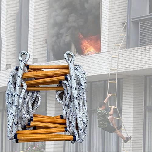 Outdoor Fire Escape Ladder,Nylon Rope Ladder,Weight Capacity Up to 320kg,Rescue Ladder/Evacuation Ladder,Tear Resistant Weather Resistant,for Home Window Balcony Railing (Size : 25m/82ft)