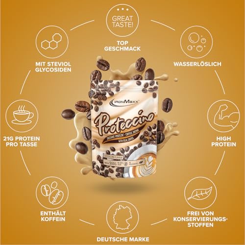 IronMaxx IronMaxx Proteccino - Cappuccino 500g Beutel | Protein Kaffee mit echtem Kaffee-Extrakt und Koffein | Ohne Zuckerzusatz und Konservierungsstoffe - Funktionsansicht 5 | Cappuccino