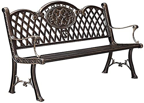 Banco para Exteriores, Banco para Patio, Muebles de Porche Delantero, Banco para terraza de Parque, Banco para Exteriores, Banco de jardín Retro de Aluminio Fundido Resistente a la