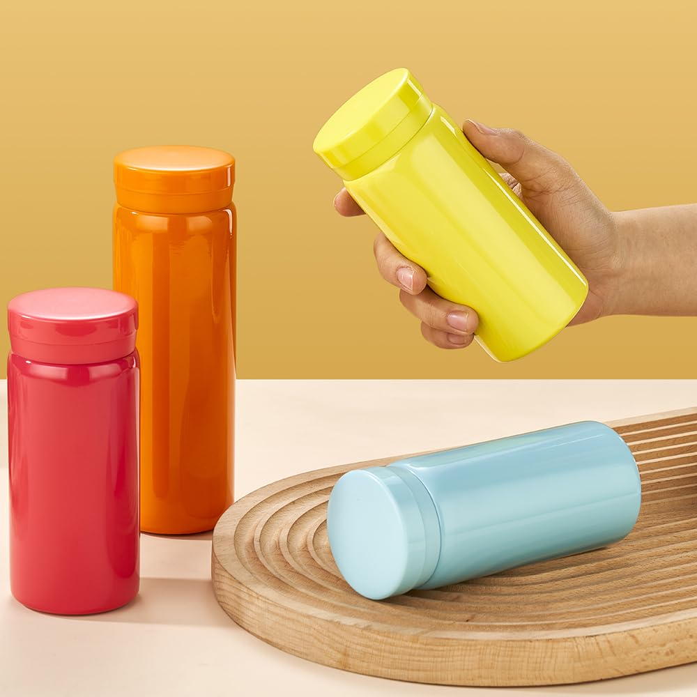 Small Flask, Cute Water Bottle, Vacuum Insulated Flask for Hot & Cold Drink, Keep 12H Hot & 6H Cold (Yellow, 280ml) - Image 4