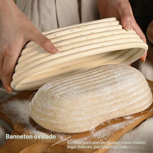 Miniatura 3 de Cesto Fermentación Oval, Banneton Para Pan, Cestas De Fermentación De Ratán Hechas A Mano, Cestas De Pan De Ratán Hechas A Mano Con Revestimiento, Herramienta Para Hornear