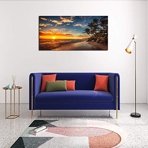 Dzl Art S74750 Canvas Painting Print Paradise Tropical Island Beach With Palms Photograph Print Nature Pictures Wall Art Canvas Prints Painting For Living Room Bedroom Decor Office Wall Decor #TOP3