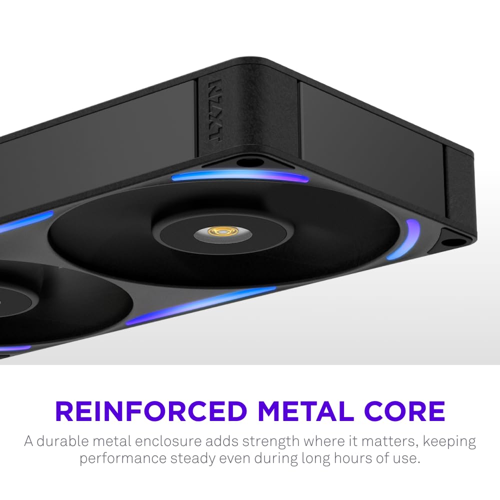 NZXT F240X - Wentylator Wydajnościowy RGB PWM single-frame 240mm - Czarny | Zestaw single-frame 240mm z dwoma wentylatorami RGB 120mm. Maks. airflow i ciśnienie statyczne, podświetlenie przez CAM.
