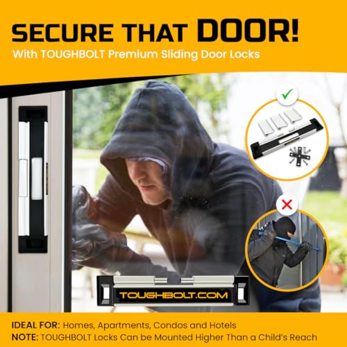 TOUGHBOLT Sliding Door Lock – Double Deadbolt Security – Child Safety – 3-Receiver Latches for Home, Airbnb, Rentals - Installation Required by TOUGHBOLT - Used condition - Image 8