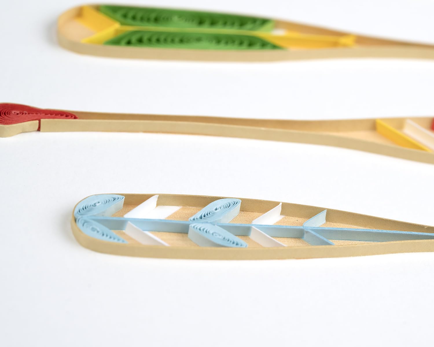 Quilling Painted Canoe Paddles Rowing Adventure Hand-Finished Art Greeting Card Frameable Art - Image 3