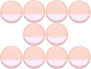10pcs Rounded Powder Puff Pink Flocking Makeup for Natural Finish | Small Pad Design, Home and Beauty Salon Use, Grips Powder Well for Setting and Pressed Powder Application