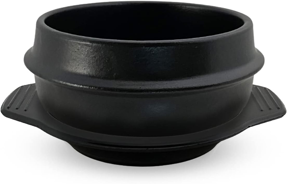 J-kitchens Heat Resistant Ceramic Jig Pot Toppegi 5.3 inches (13.5 cm) with Saucer Made in Korea