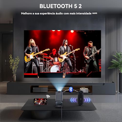 Mini Projetor HY320 Portatil 5G Wifi 6 BT 5.0 Android 11, Projetor Inteligente Full HD 4K, Projetor