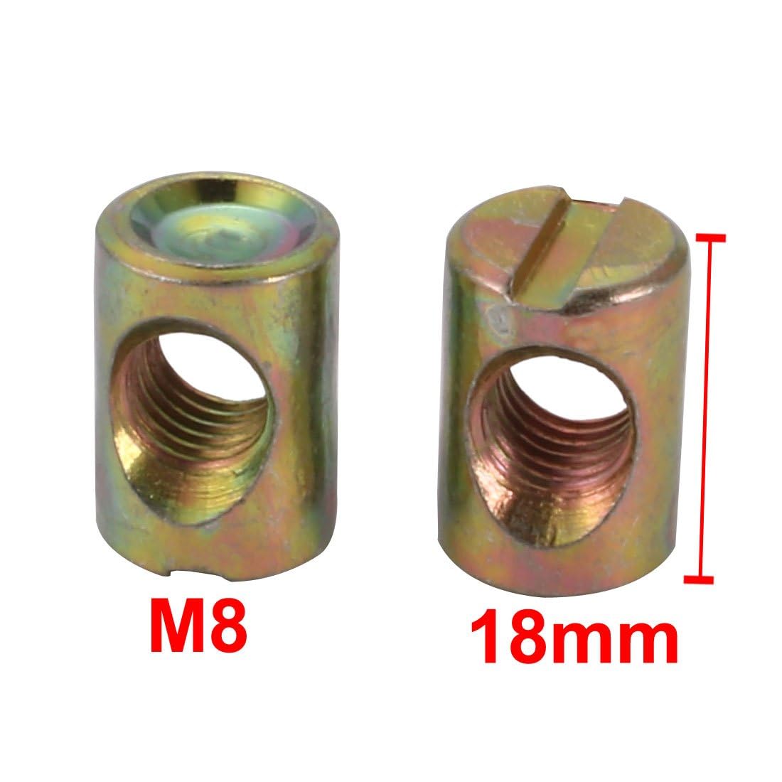 TOP-VIGOR 10Pcs Symmetric Furniture Barrel Nut, M5x10mm Durable Slotted Drive Dowels Bolts Nuts - Image 2