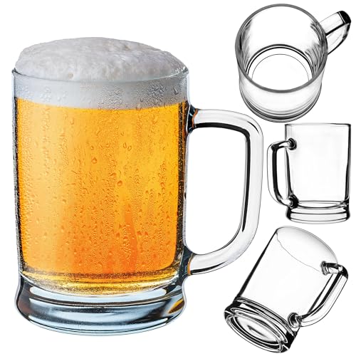 KADAX Jarra de cerveza de 0,5 litros, 1 pieza, vaso de cerveza con asa, grandes jarras de cerveza de vidrio de pared gruesa, vasos de cerveza en diseño clásico, jarra de cristal para cerveza