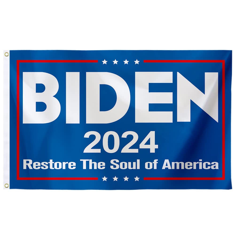 Biden 2024 Restore The Soul of America Flag 3x5 Ft Joe Biden Kamala Harris Flags Polyester with 2Brass Grommets,For Home,Yard,Meeting Room,Balcony Decor…
