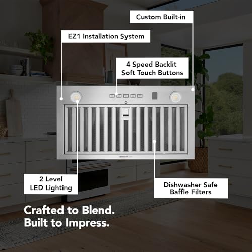 Image of Broan NuTone 21-Inch Custom Range Hood Power Pack Insert, w /SmartSense Auto Operation & Voice Control, Stainless Steel