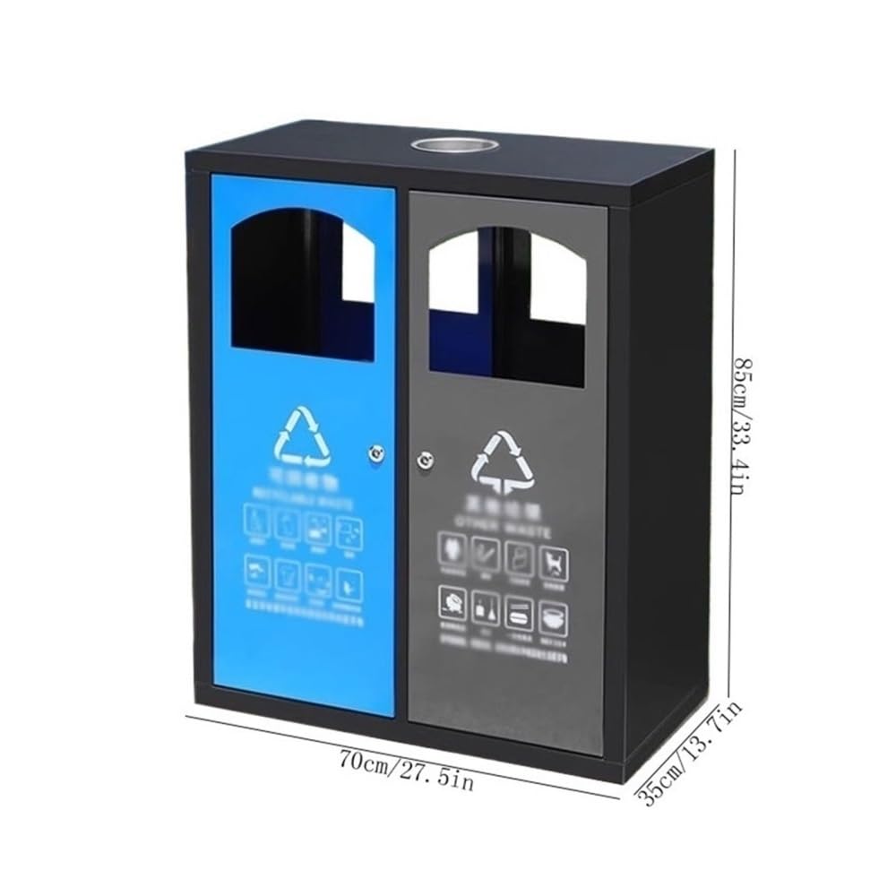 Outdoor Trash Can, Outdoor Public Area Double Box Rubbish Bin with Ashtray Metal Garbage Can