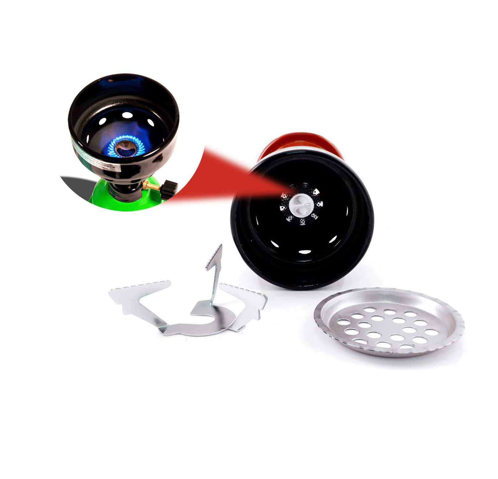 Clearfee Juego de hornillos de gas 2 en 1, hornillo de camping y encendedor de carbón, incluye 8 cartuchos de gas de 190 g, color negro, azul, rojo (azul)