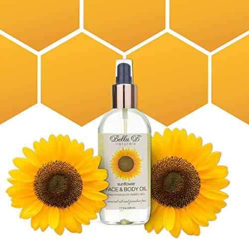 BELLA B Sunflower Seed Face And Body Oil 7.7 oz - Bella B Bath - Natural Body Oil - After Shower Body Oil - After Bath Oil - Moisturizing Body Oil - Scented Body Oil - Coconut Oil For Face And Body