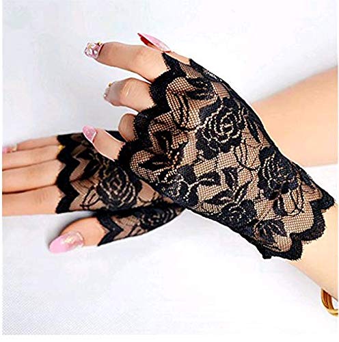 Lavillede Floral Lace Fingerless Damen Handschuhe Elegant Sexy Handschuhe für Halloween Fancy Dresses Hen Night Party Hochzeit