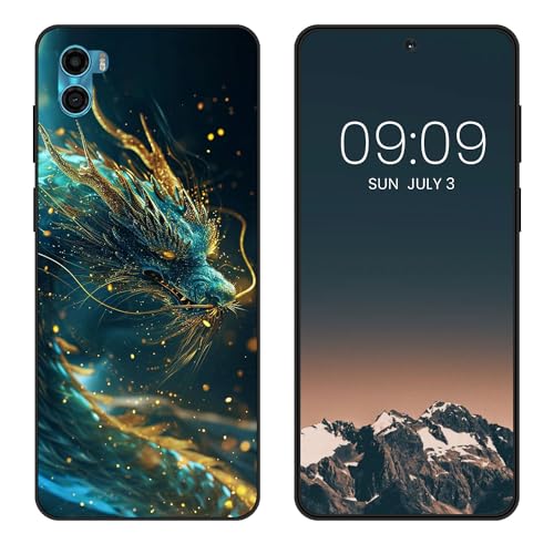 WUACYEAMING Funda Bonita para Motorola Moto E22s,Carcasa con Aesthetic Lindo Dibujos,Ultrafina Suave TPU Antigolpes Case Divertidas Diseño Negro-Dragón