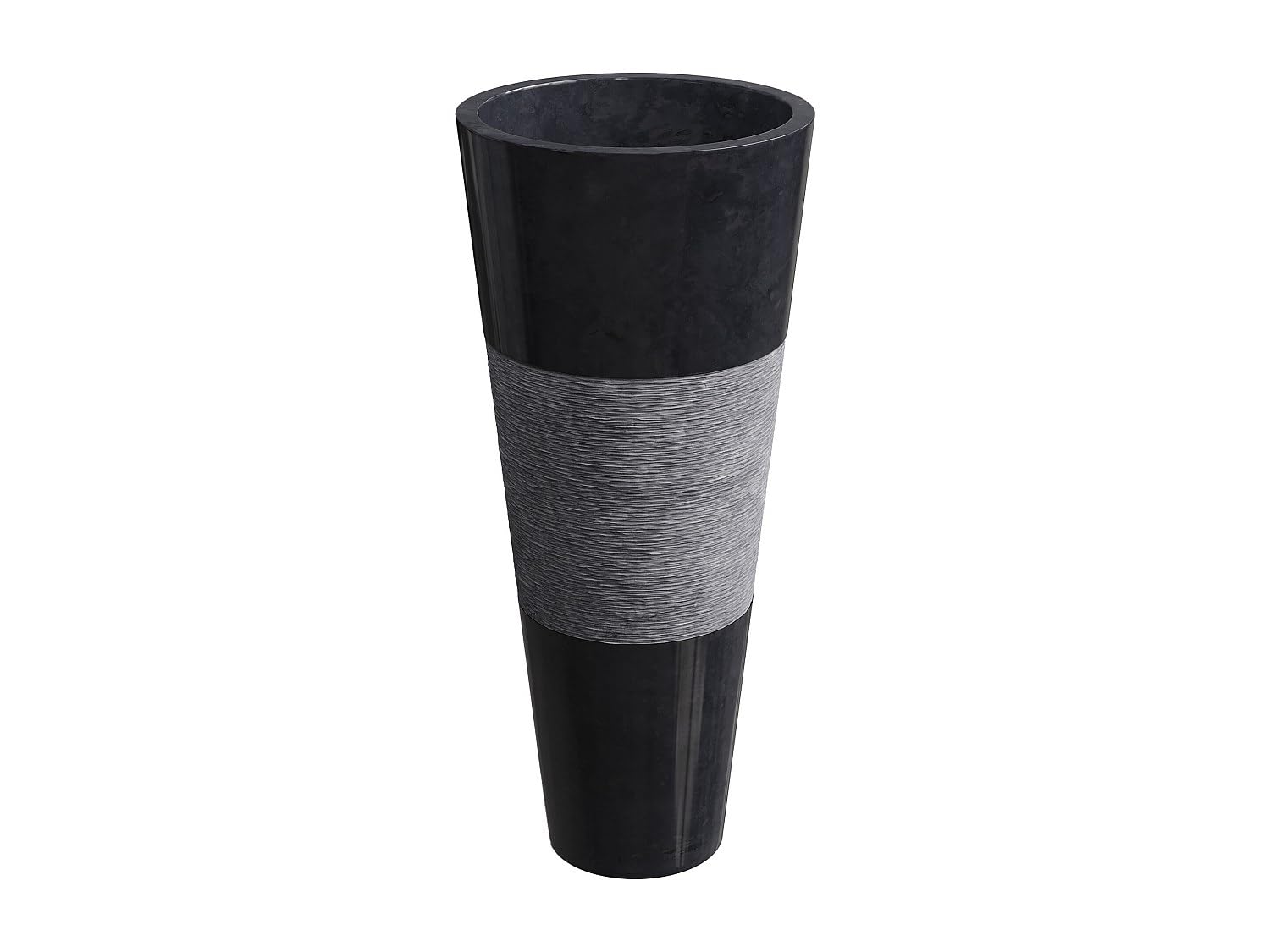 Vente-unique - Lavabo con pedestal de m√°rmol Color Negro L40 x P40 x H90 cm - PULOA