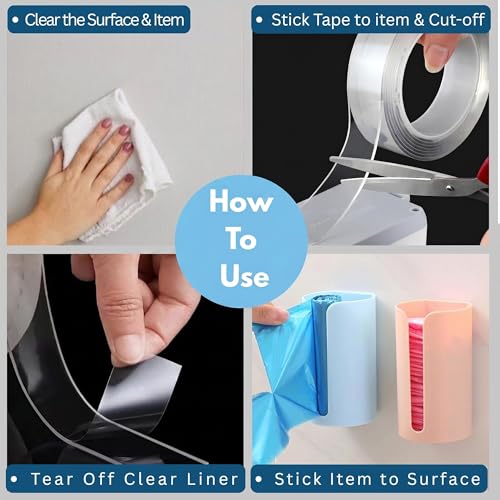 Image of PRIME PICK Double Sided Nano Tape, Transparent, 3m x 1mm, 3cm Thick, Strong Silica Gel, Residue Free, for Wall Mounting, Home, Office & DIY Use (3m x 1mm Transparent)