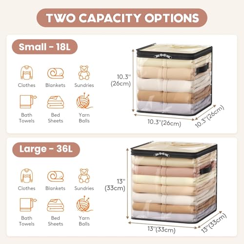 Image of JD FRESH 2 Piece 18L PVC Transparent Storage Bag with Zipper /Foldable Clothes Organiser for Wardrobe /Garments Organizer /Space Saving Storage Box for Sarees /Lehenga /Towel /Toy - 10.3 x 10.3 x 10.3 Inch