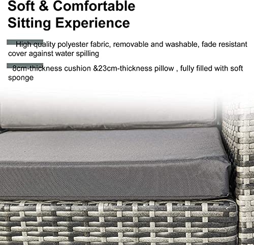 BTM Garden Corner Sofa, PE Rattan Garden Furniture Set, Patio Entertaining Sofa Set with Coffee Table, Black Rattan 6 BTM Garden Corner Sofa, PE Rattan Garden Furniture Set, Patio Entertaining Sofa Set with Coffee Table, Black Rattan - Image 6