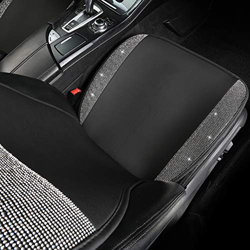 Black Panther Luxury Pu Leather Front Pair Car Seat Covers Protectors With Bling Bling Crystal Rhinestones For Women Girls, Universal Fit 95% Of Cars, Black #TOP1