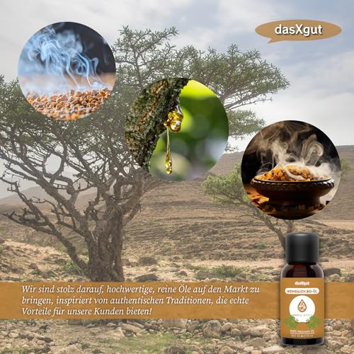 DasXgut - BIO Weihrauchöl 30 ml [100% NATURREIN] - Reines Weihrauch Öl - Duftöl Parfumqualität - Nachhaltiger Wildwuchs - Frankincense Oil E5004119 BG-BIO-02