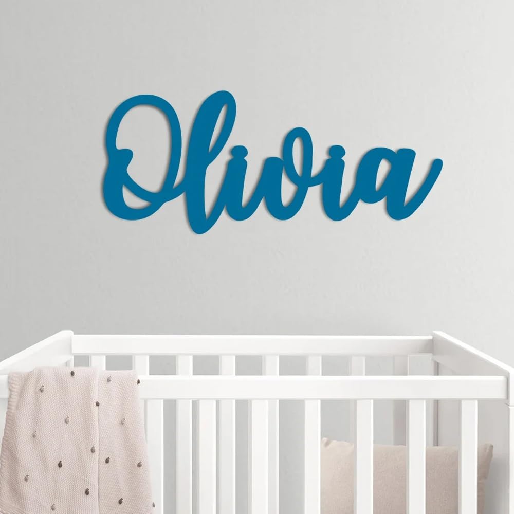Personalized Name Wooden Sign, Custom Letters Nursery Wall Decor, Baby Shower Decoration, Girl and Boy Bedroom Wood Letters for Birthday Party Gifts(Blue)