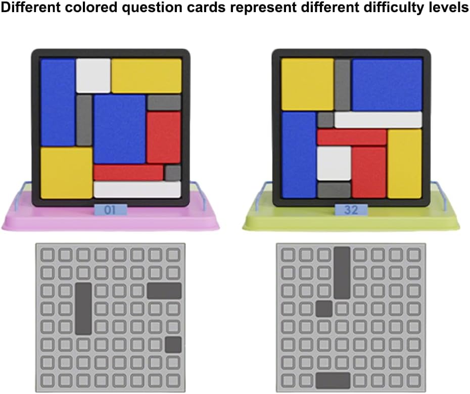 Logic Puzzle Brain Teaser Game for Kids & Adults, 88 Challenges 4 Difficulty Levels, Portable Design for Brain Training (1pcs)