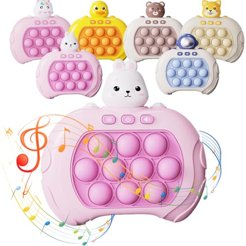 Bornoon プッシュポップ ゲーム 知育玩具 おもちゃ 光る 音声付き 早押しボダン 電動 ゲーム スクイーズ 集中力 ストレス解消 グッズ 指先訓練 集中力 (うさぎ)