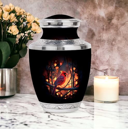 Image of Cardinal Bird Urn - Keepsake Urns for Human Ashes Adult Female Mom - Memorial Funeral Urn - Small Cremation Urns - Combo of 10 Inch & 3 Inch