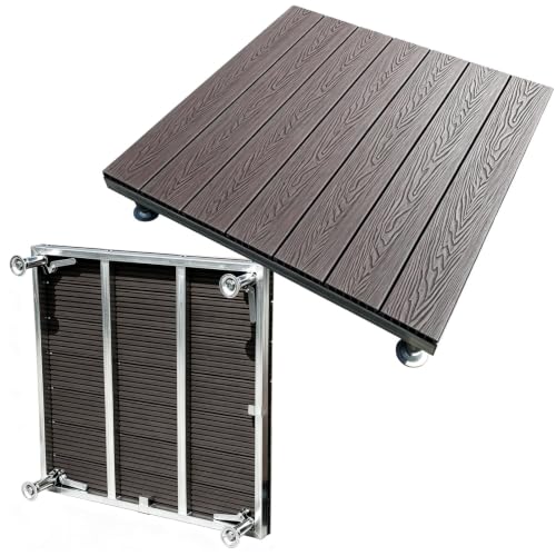 Dalles de terrasse WPC 84x84cm marron avec hauteur réglable - 2