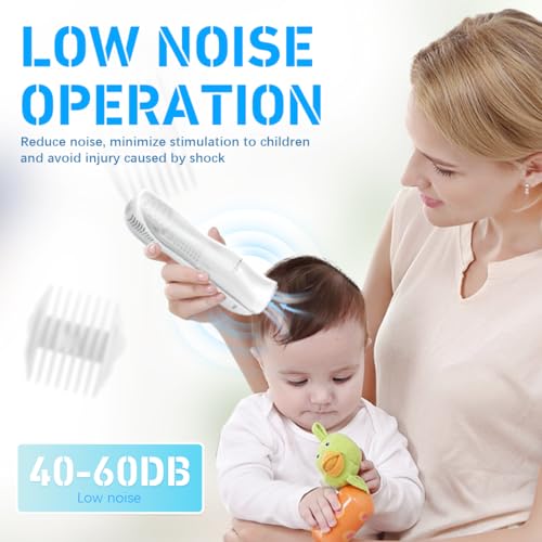 Image of MAYCREATE Baby hair clipper Low noise Whole Machine Waterproof Baby Hair Trimmer for 0 to 5 Year Baby Built in vacuum hair suction