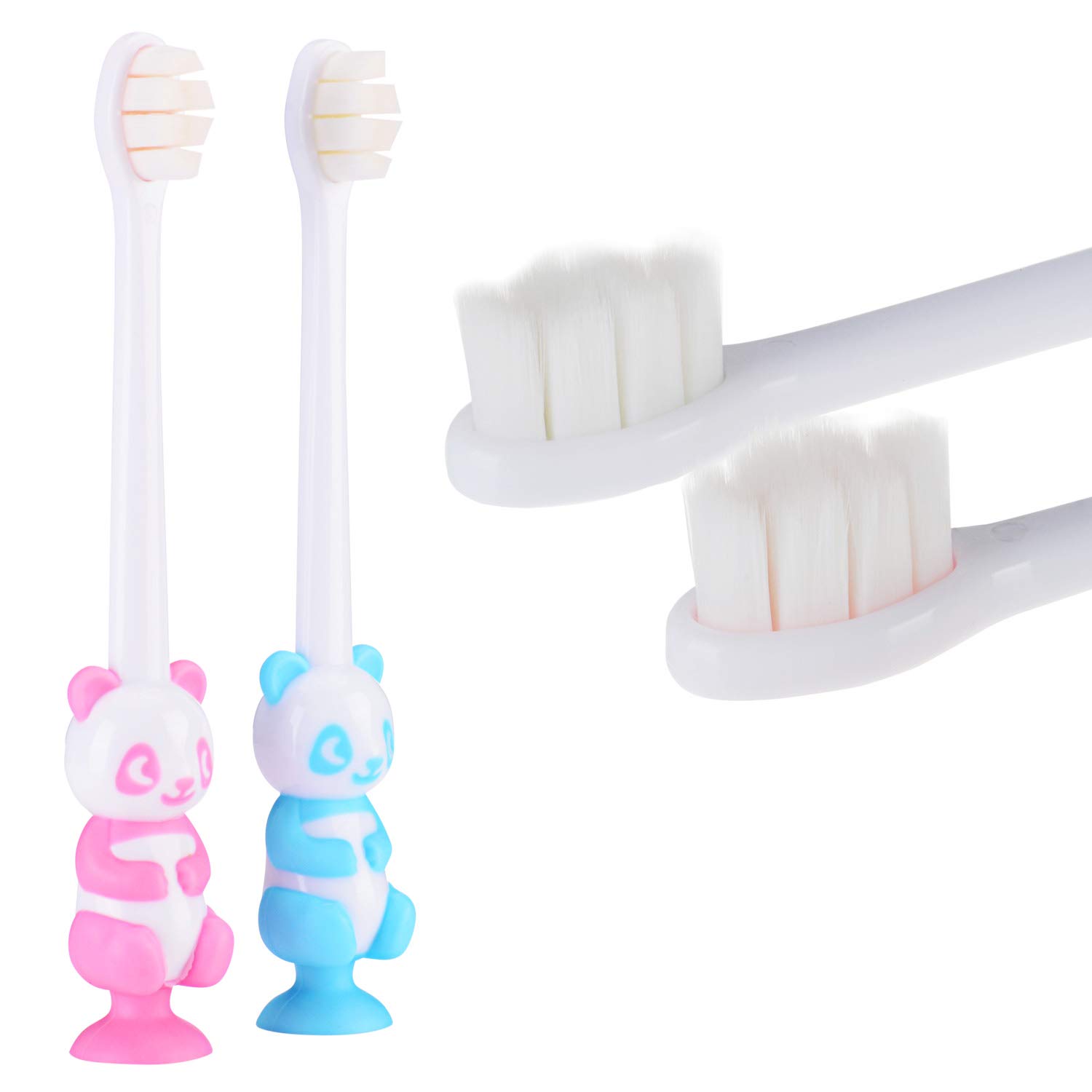 MLFUTURE kid's Toothbrush, Ultra Soft-bristled Toothbrush Micro Nano 12000 Floss Bristle,BPA Free, Suction Cup for Fun Storage, Boys and Girls Toddler Toothbrush (2pcskt)