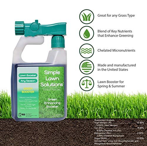 Intense Green Grass Enhancing Booster- Natural Spray Concentrated Liquid Fertilizer Micronutrient- Any Grass Type, All Season- Simple Lawn Solutions, 32-Ounce - Thumbnail 2