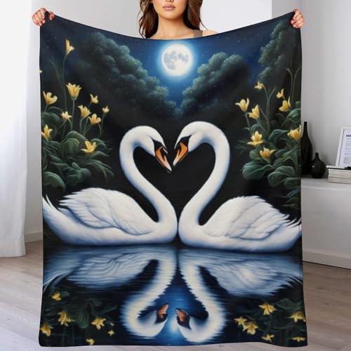 Couverture en flannel motif cygne une douceur infinie pour réchauffer votre intérieur