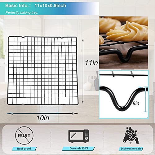 Lemengtree Cooling Racks,Baking Rack Tray Non-Stick Pan Stainless Steel Cake Cooling Wire Roasting Rack For Biscuit Pizza Bread Cake Baking (2Pack-11'') #TOP1