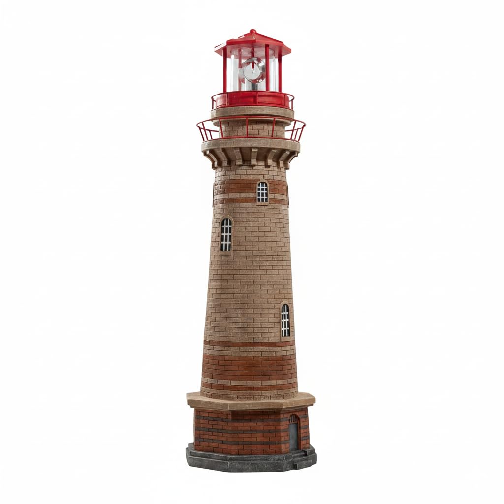 EUROtops Solar-Leuchtturm Kap Arkona Gartenleuchte LED mit Dämmerungssensor, handbemalte Maritime Deko, IP44