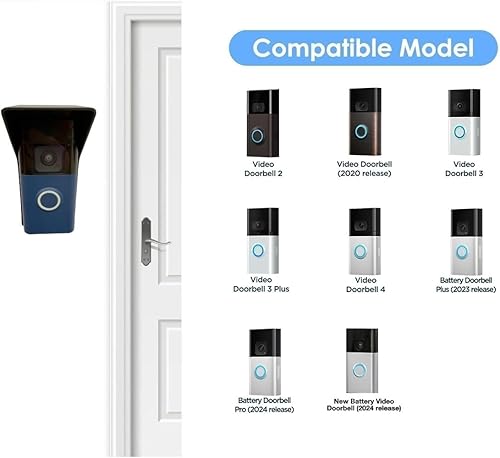 Miniatura 4 de Kit de soporte de cubierta de lluvia para timbre de puerta compatible con timbres de video 2/3/3Plus/4, soporte de placa de montaje para timbre