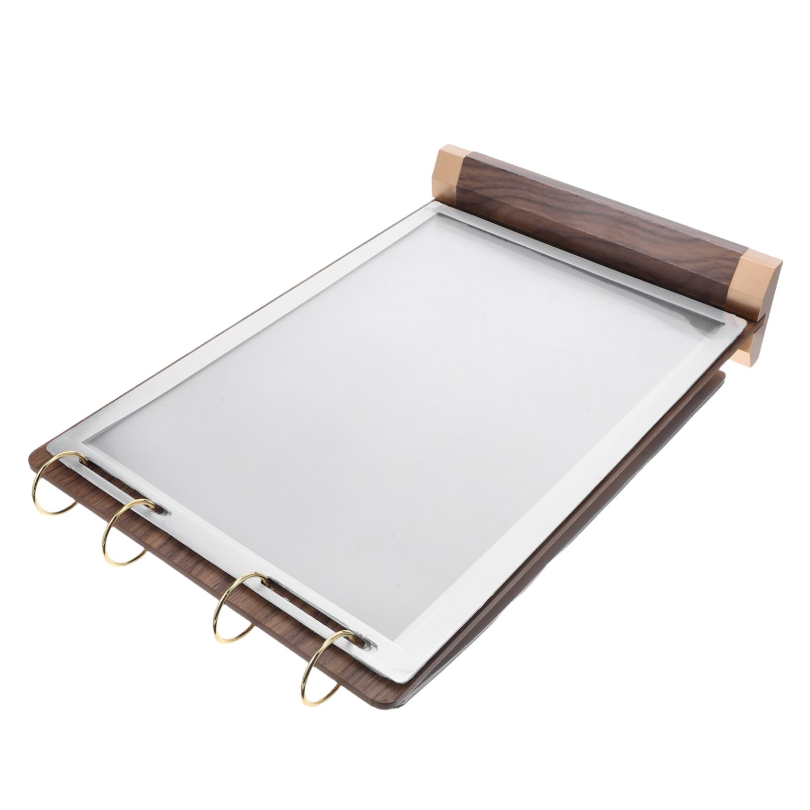 Soporte de Menú Giratorio de Nogal Natural para Mesa Exhibidor de Carteles Doble Cara Páginas Caras Base de Madera Estable para Restaurante y Bar