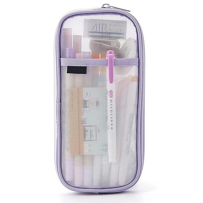 Netri Store Pen Pencil Case with Zipper Clear Makeup Color Canvas Pouch Cosmetics Bag, Transparent Stationary Bag Office Organizer Box for Adluts (Light Purple) (B0DDY1T1VZ) Amazon Price History, Amazon Price Tracker