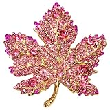 GFM Magnifique broche en forme de feuille d'érable avec strass brillants. Matériau : base en métal et alliage – Idéal pour la fête des mères, un anniversaire ou Noël.