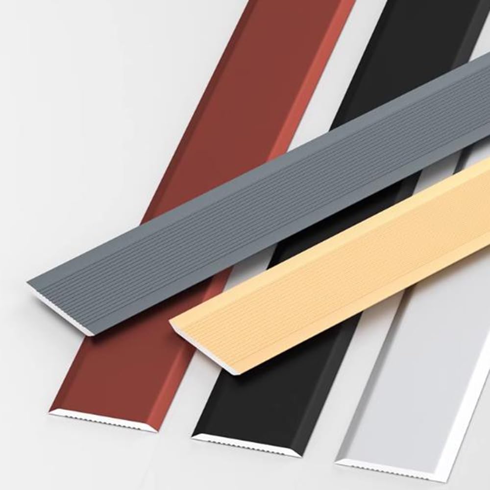 Listwa przejściowa podłogowa 35,4x0,8 cala aluminiowa płaska listwa rozdzielająca podłogowa samoprzylepne listwy progowe, do zakrywania szczelin w drzwiach(Gray,2Pcs)